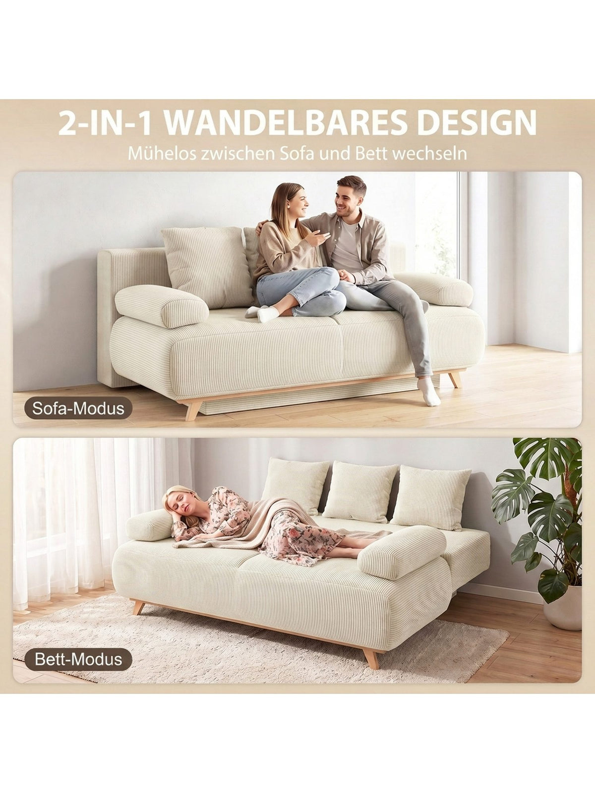 HOMCOM Schlafsofa ausgeklappt als Gästebett