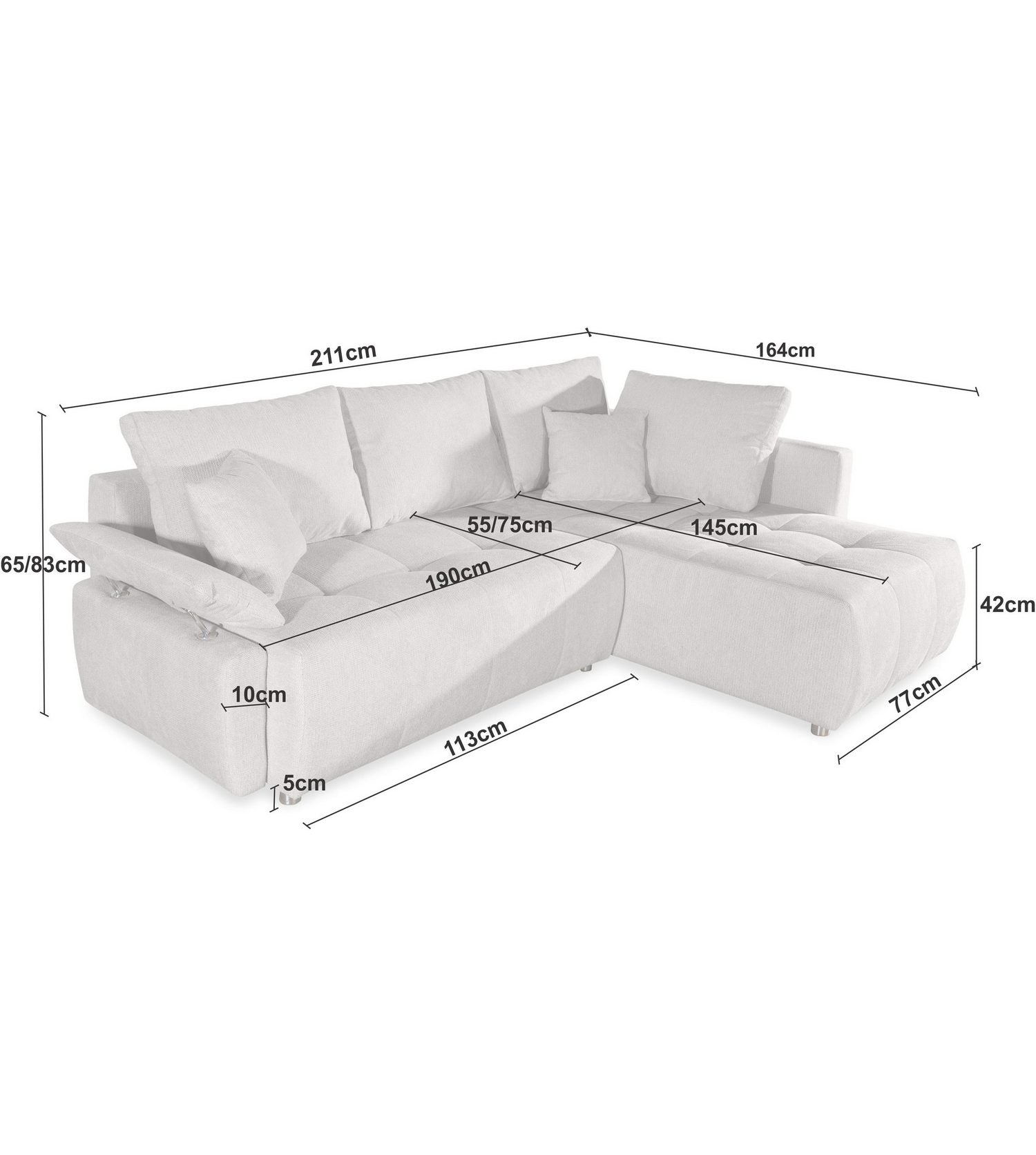 Cord Ecksofa FUNTASTIC mit ausgezogener Liegefläche