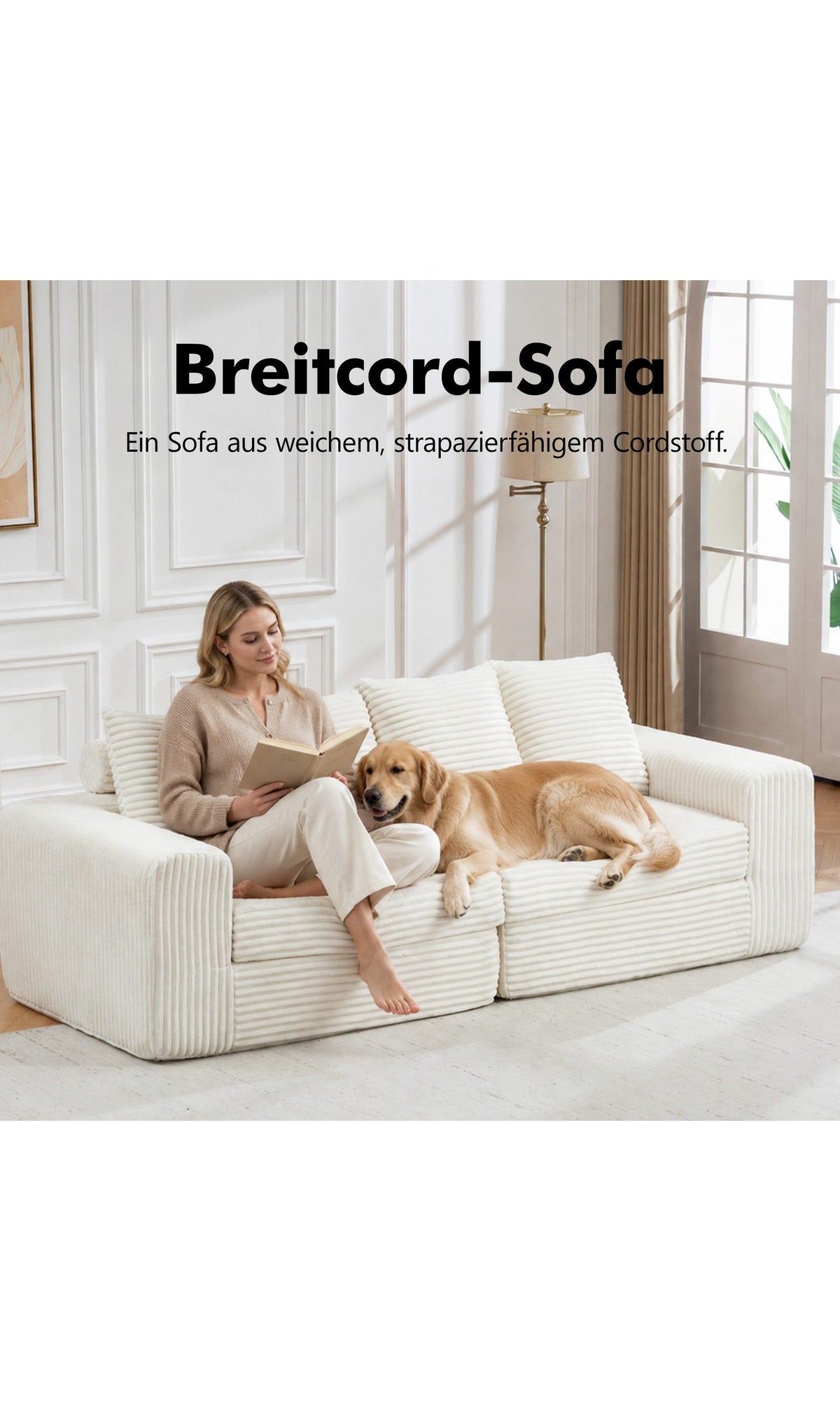 Cordbezug in Weiß in der Detailaufnahme