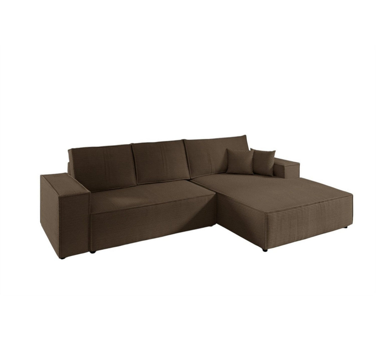 Ecksofa FUN MIRANDA in braunem Cordstoff Poso von vorne