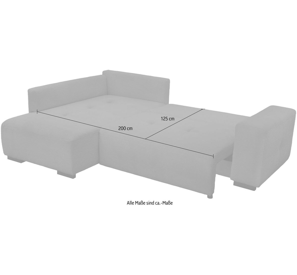 Detailansicht des Cord Bezugs am Ecksofa ARPINO