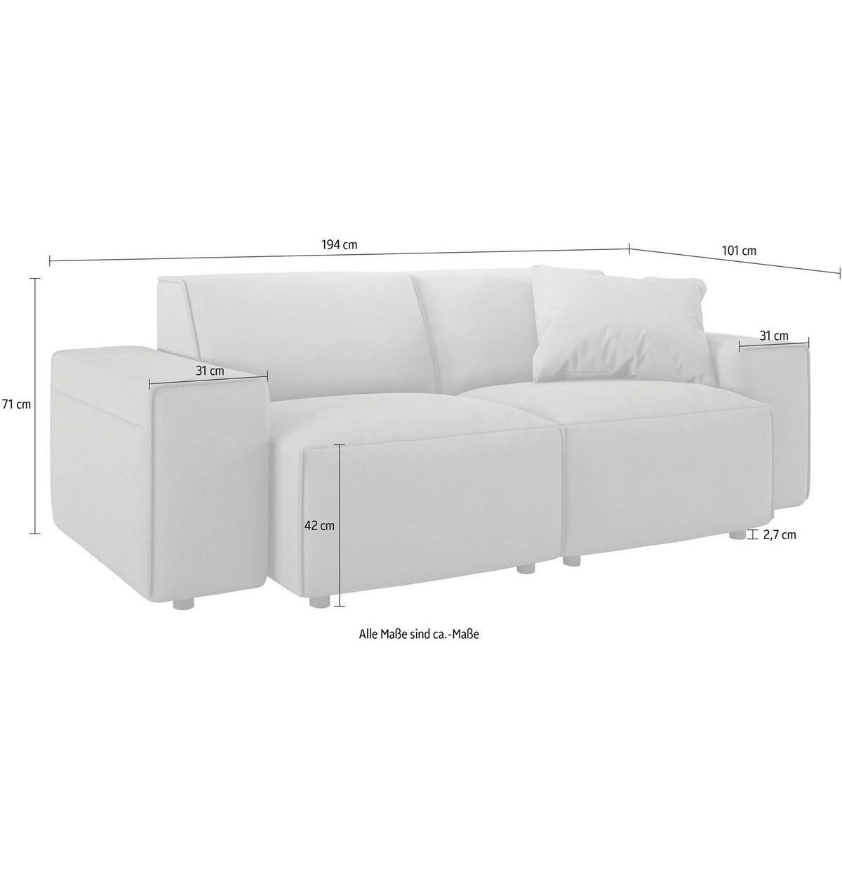 Kunststoffgleiter und Bodenfreiheit des Sofas GLIMMINGE