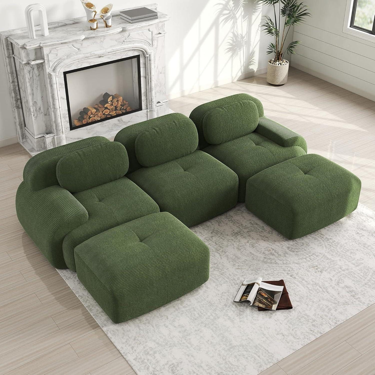 Modulare Cord Wohnlandschaft im Wohnzimmer