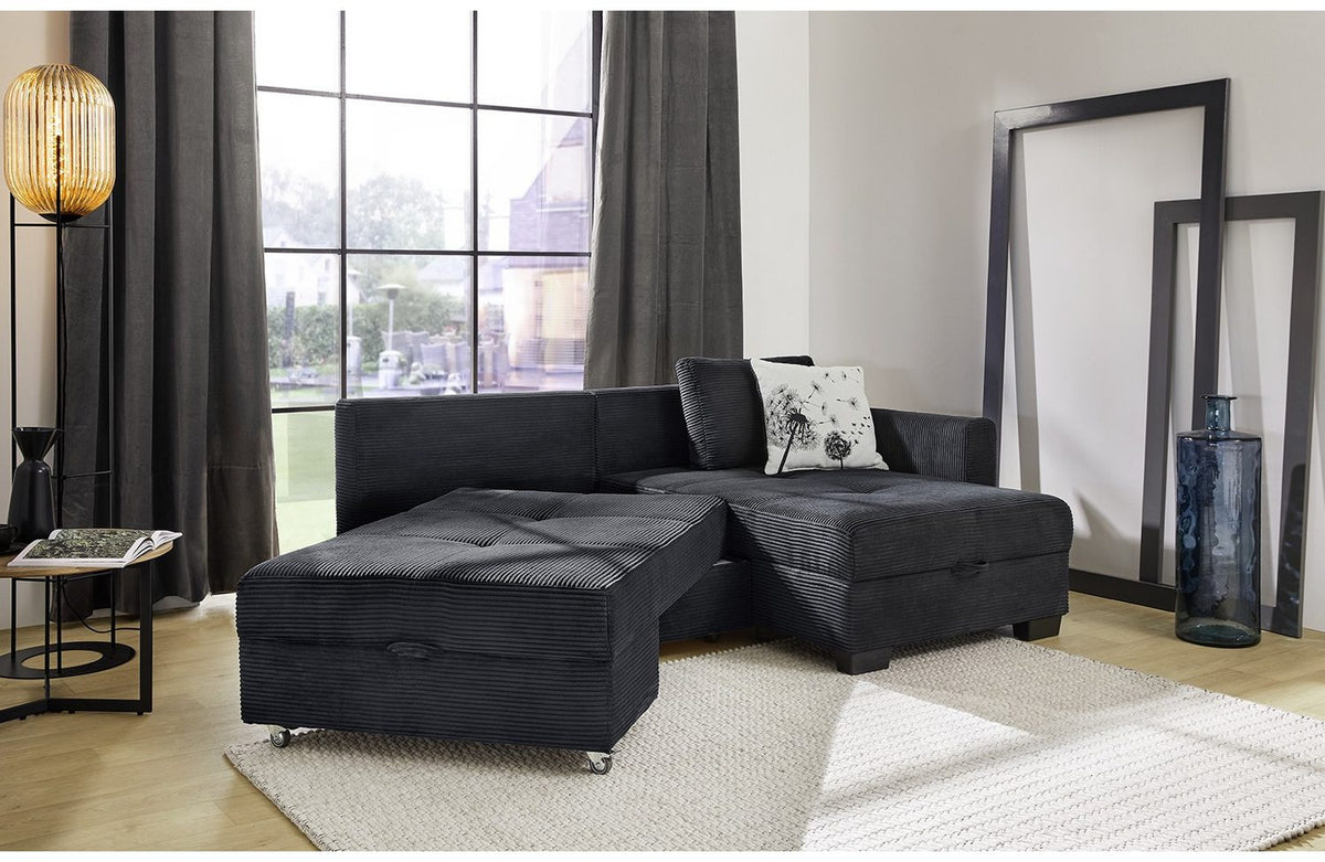 Ecksofa 15216 mit eingedrehtem Schwenkteil als Doppelbett