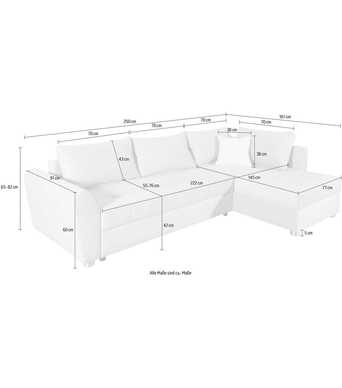 Cord Ecksofa JANA XL in Beige Ansicht 7