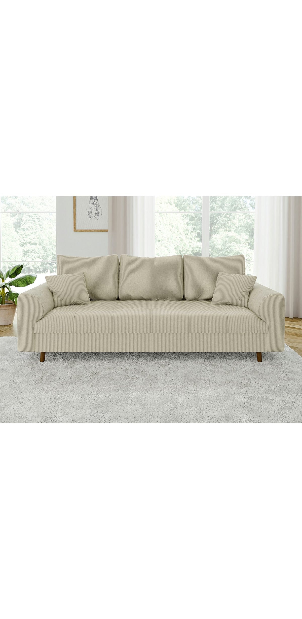 Braune Massivholzfüße des Sofas ZARA im Detail