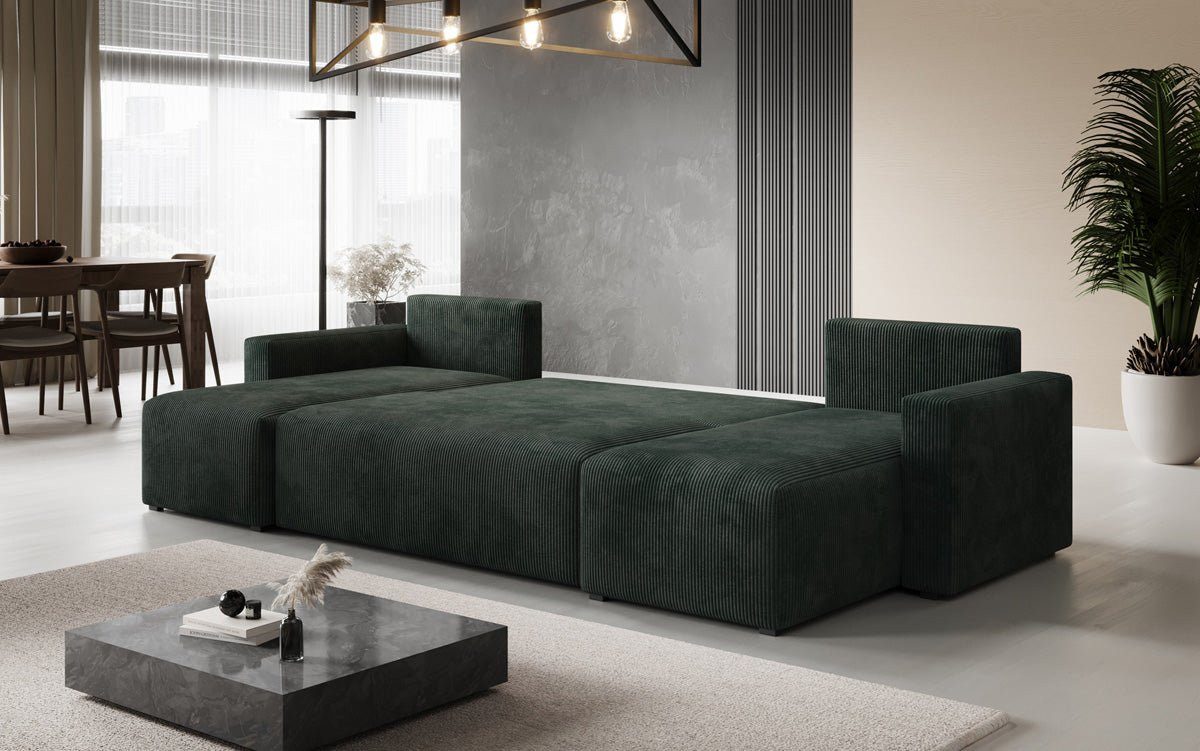 MELVA U-Sofa mit ausgezogener Liegefläche