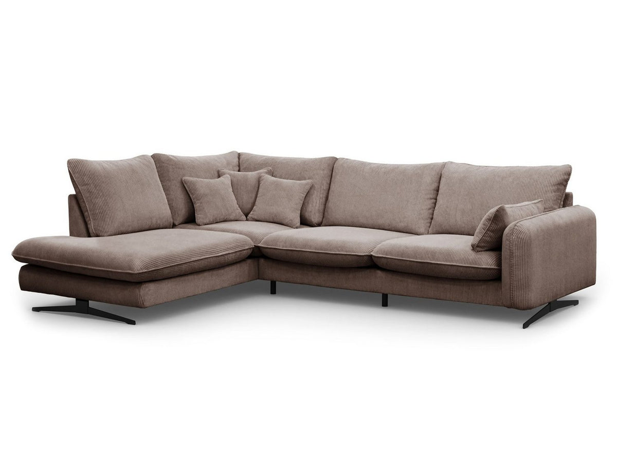 PRINCE Cord Ecksofa in Cappucino von vorne
