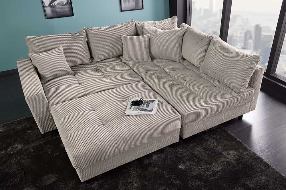 Rückansicht des Ecksofas KENT mit schwarzen Füßen