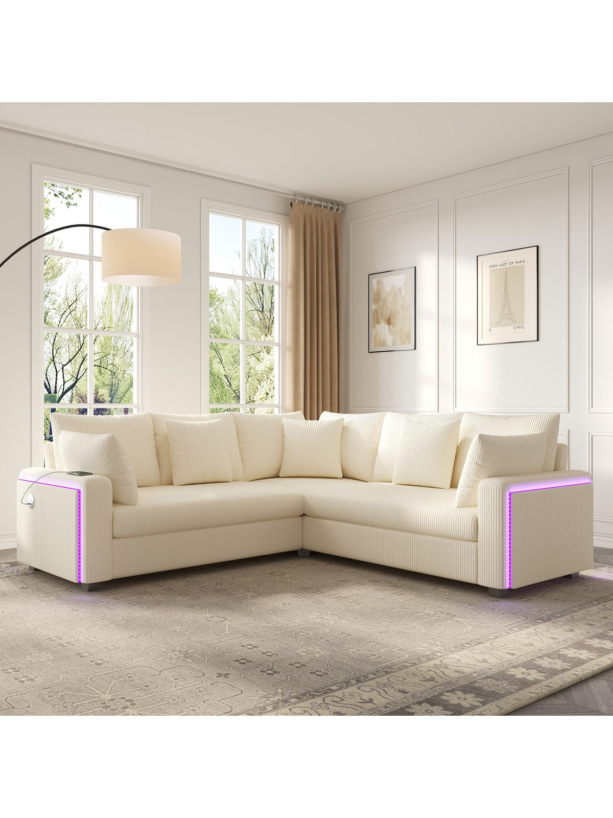 Cord Ecksofa Detail der Cordstoff Oberfläche