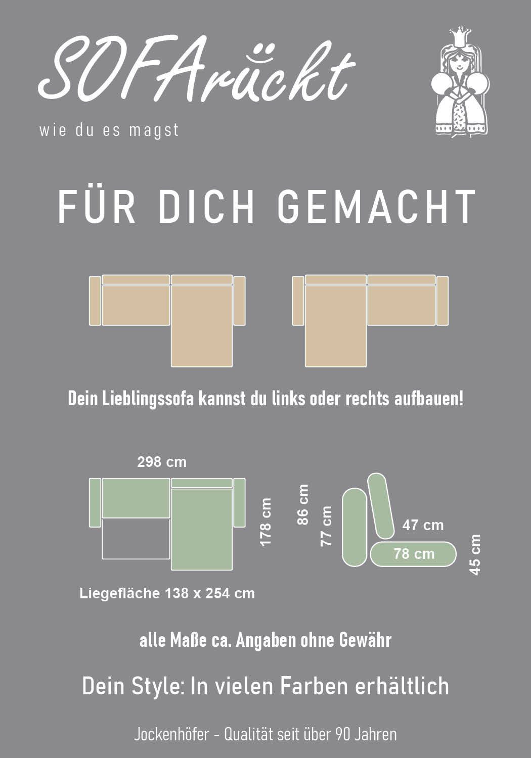Cord-Bezug in Grün mit Rückenkissen im Detail