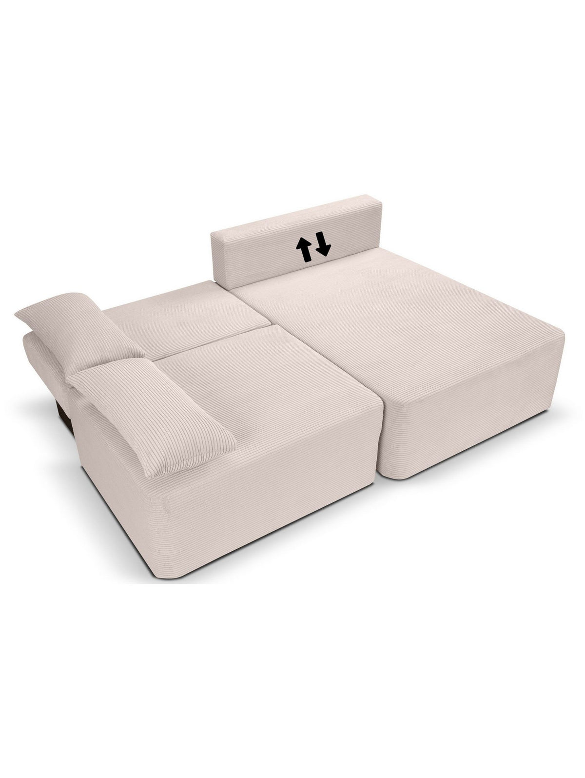 Seitenansicht des Cord Schlafsofas AMSTERIX in Grau-Beige