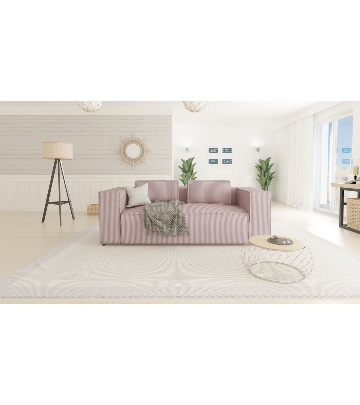 Detailaufnahme des puderrosa Cordstoffs