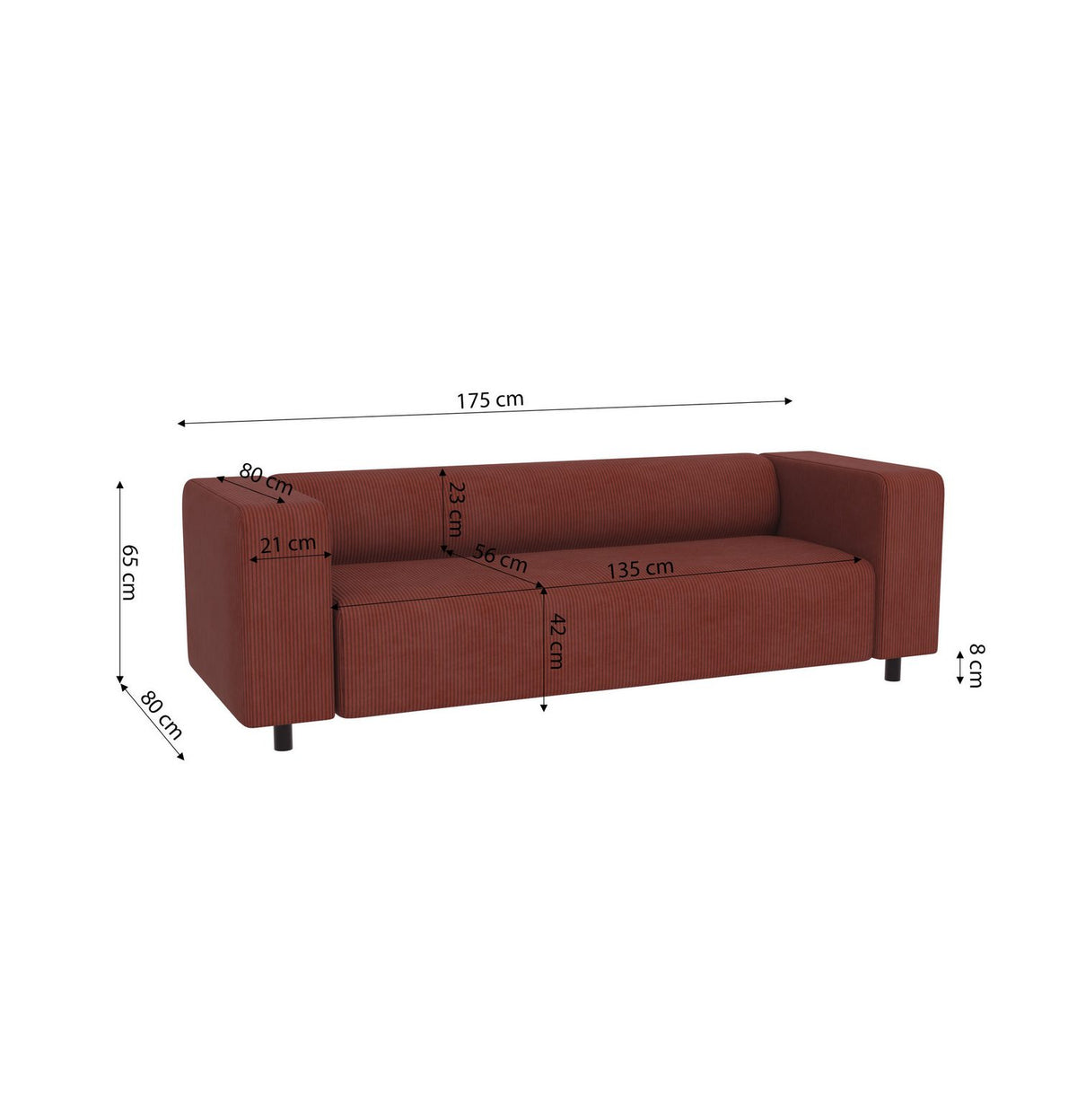 Das 2-Sitzer Sofa der Garnitur GUSTAV von vorne