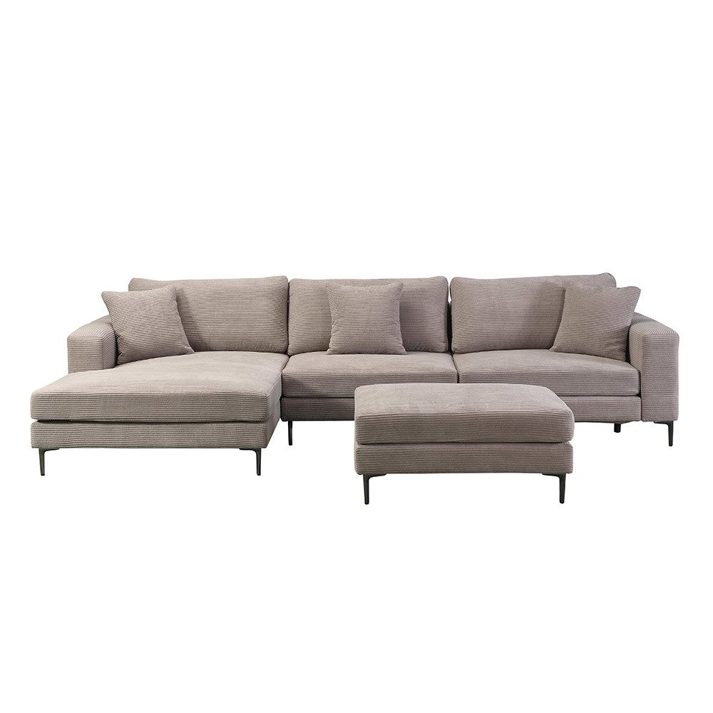 Cord Ecksofa BELLANO in Beige von vorne