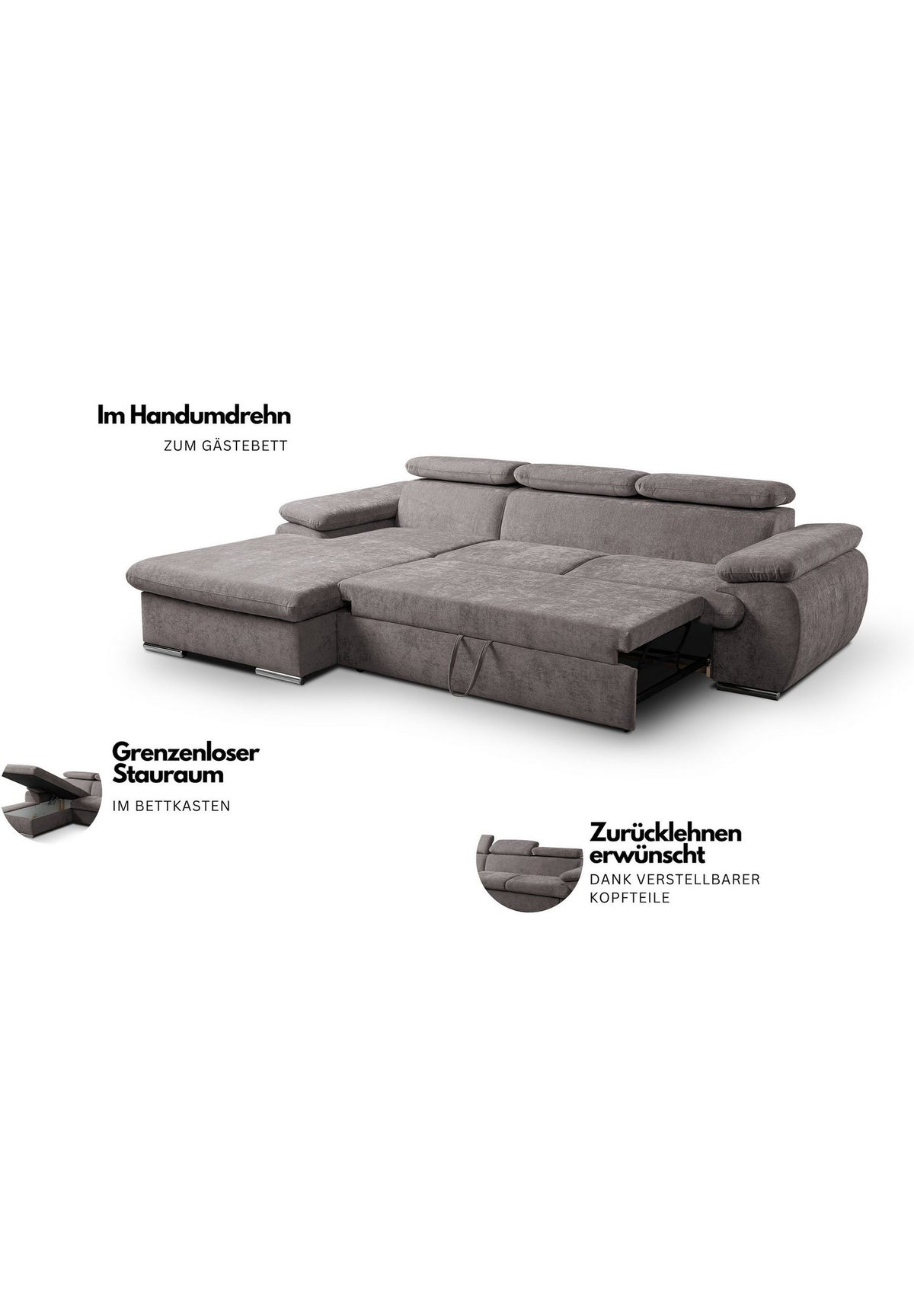 Bettkasten des Cord Ecksofas Cosmo