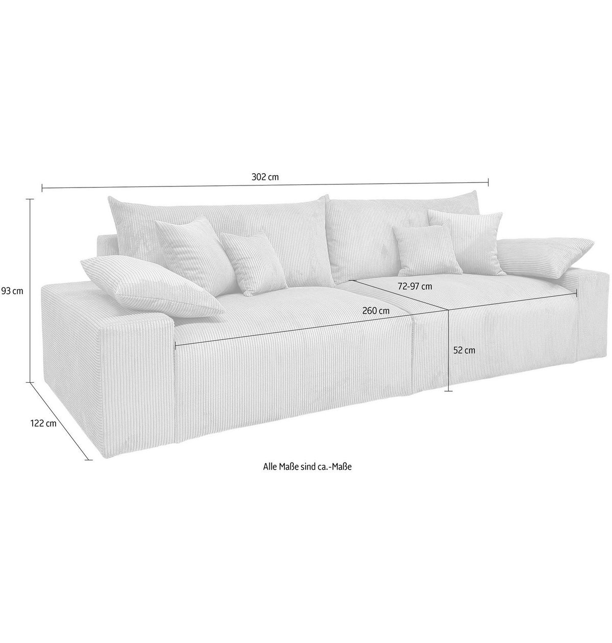 Big Sofa AMICI mit sechs Zierkissen