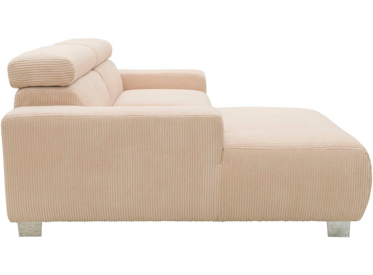 Cord Ecksofa 100030 Creme Metallfüße in Chrom