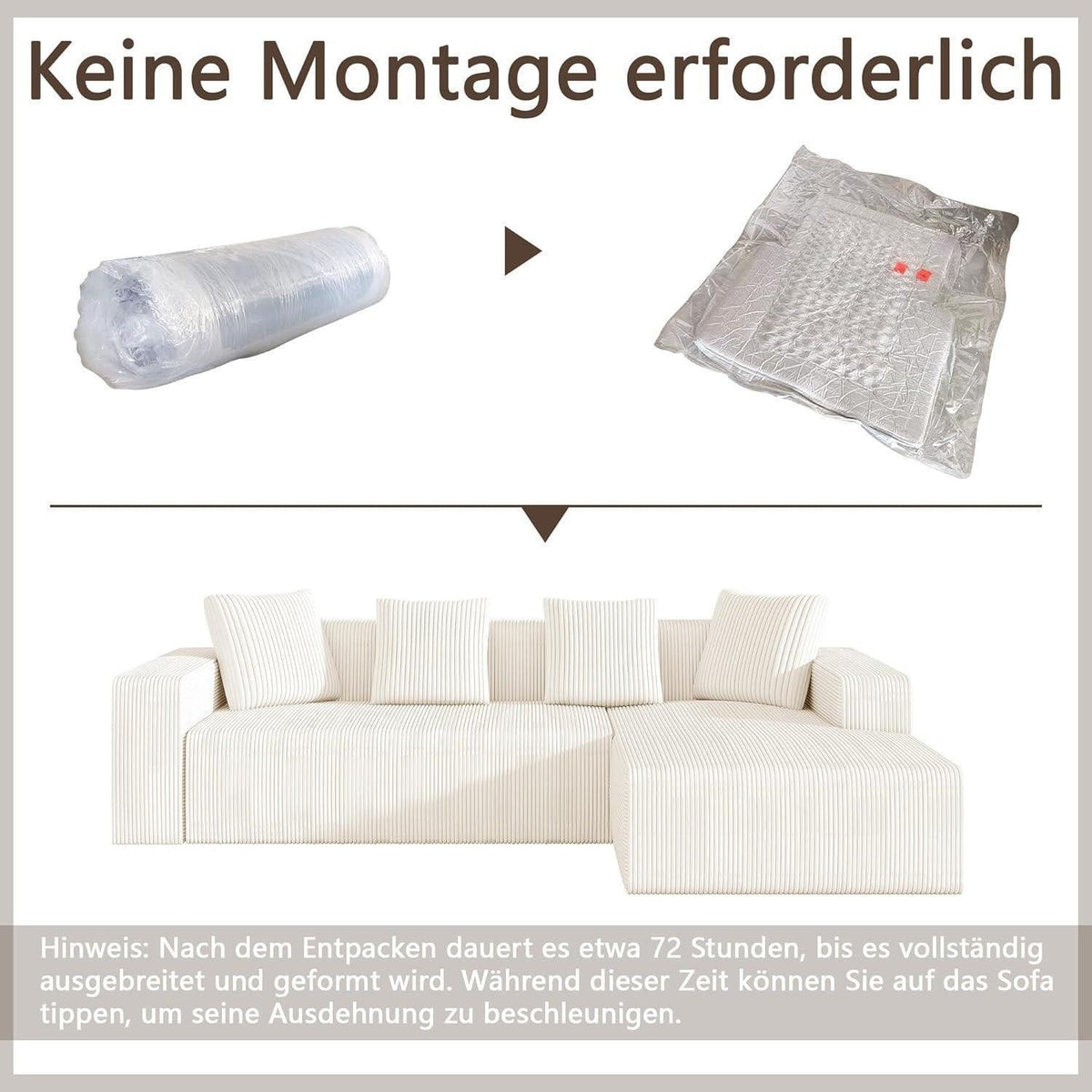 Detailaufnahme des Corduroy-Bezugs in Weiß