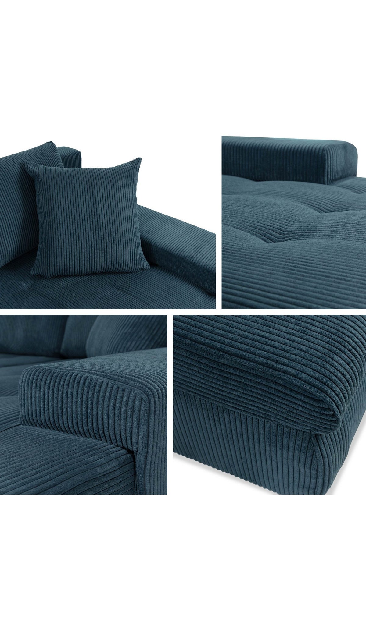 Maßangaben des Cord Ecksofas ORKAN MINI in der Übersicht