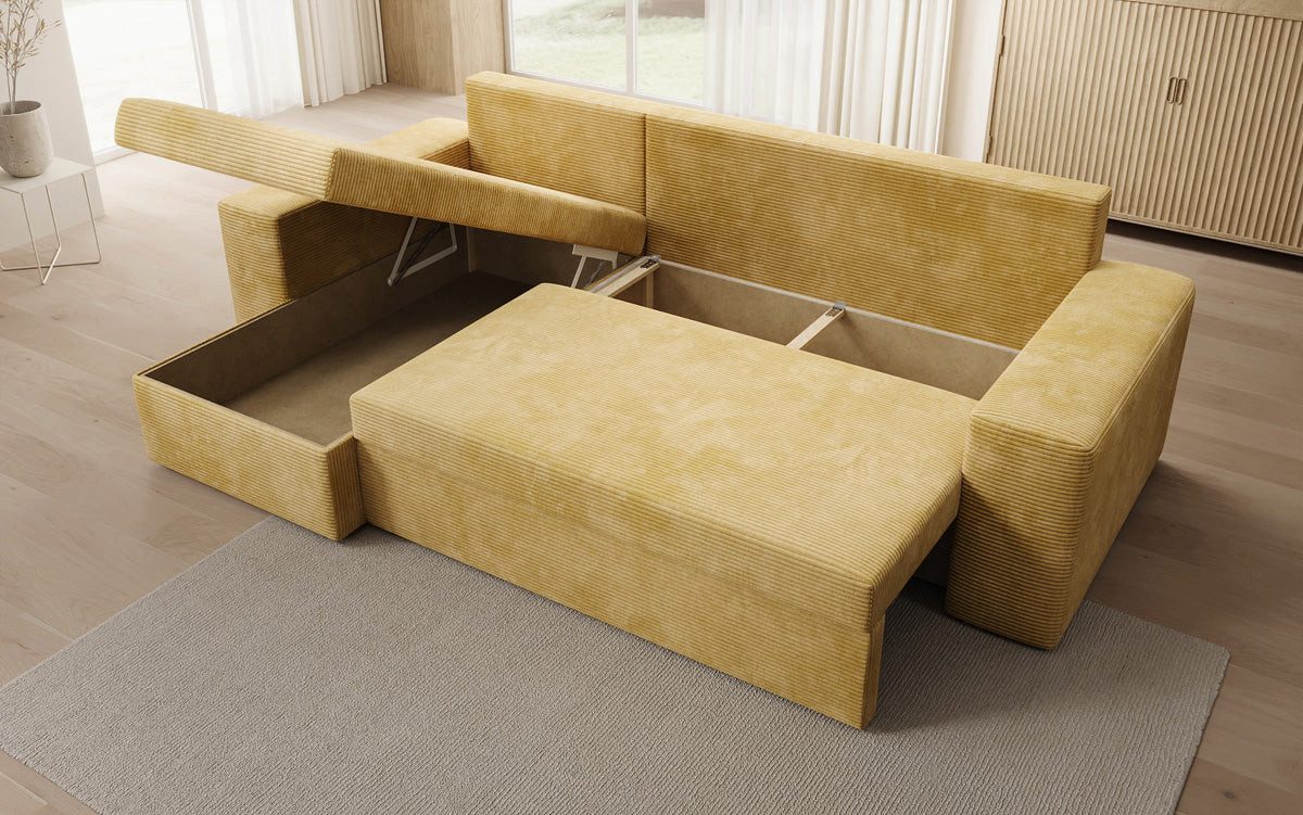 Cord Ecksofa DENVER in Safran Ansicht 3
