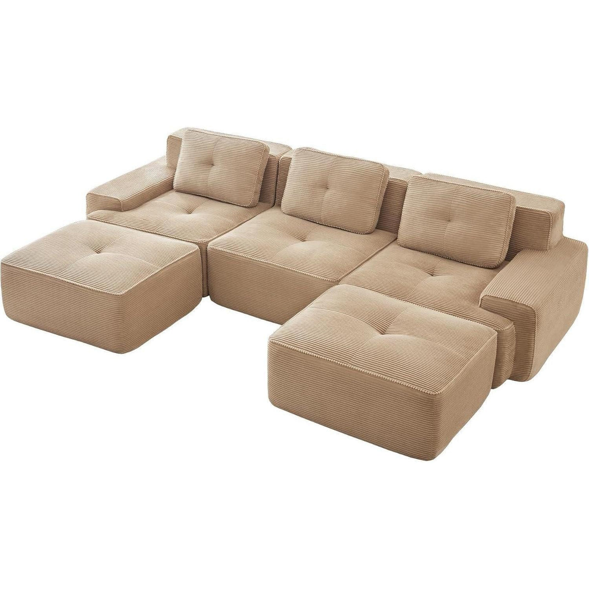 Modulare Cord Wohnlandschaft in Beige von oben betrachtet