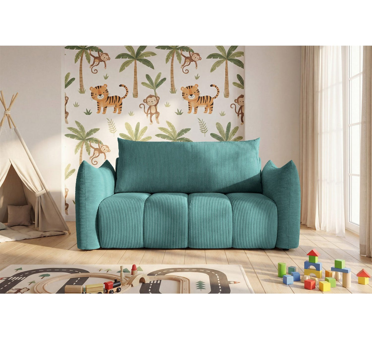 Cord Schlafsofa FUN LORRIS in Türkis Produktbild 5
