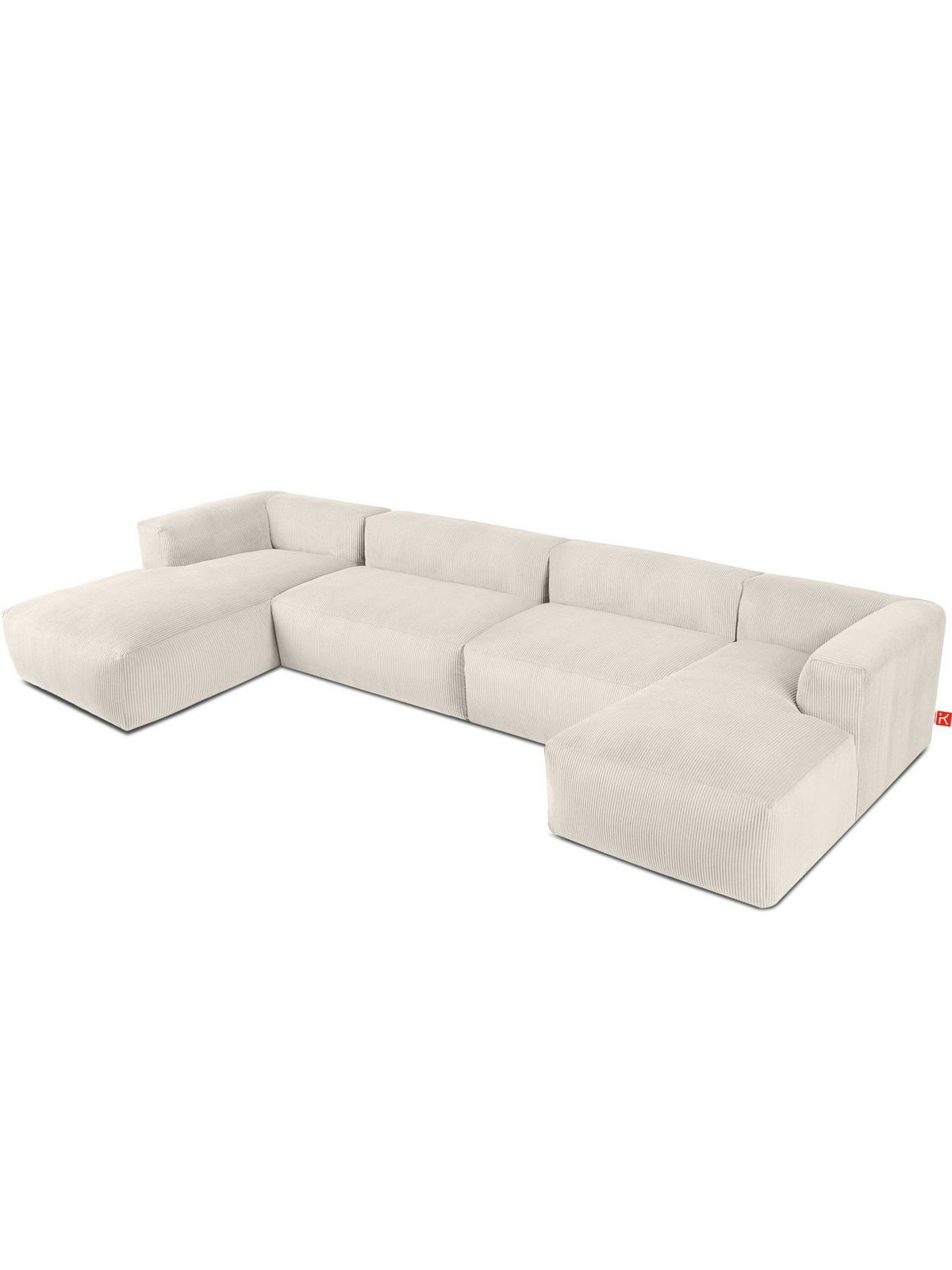 U-Form Wohnlandschaft aus Cord im Wohnzimmer
