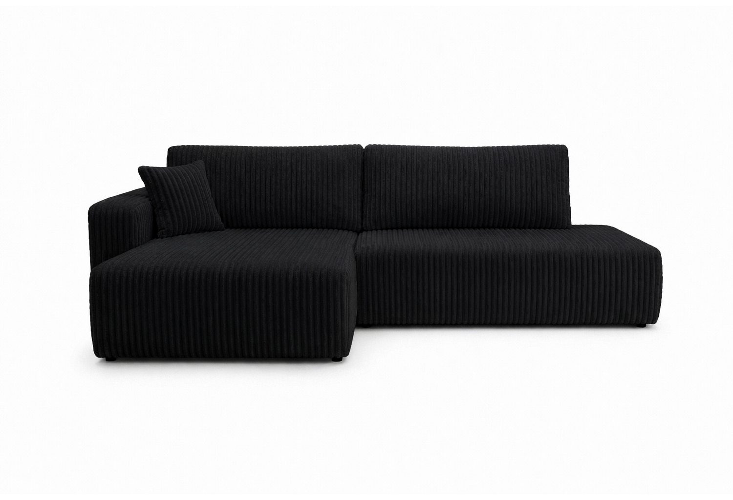 Cord Ecksofa OPEN XL in Schwarz Gesamtansicht