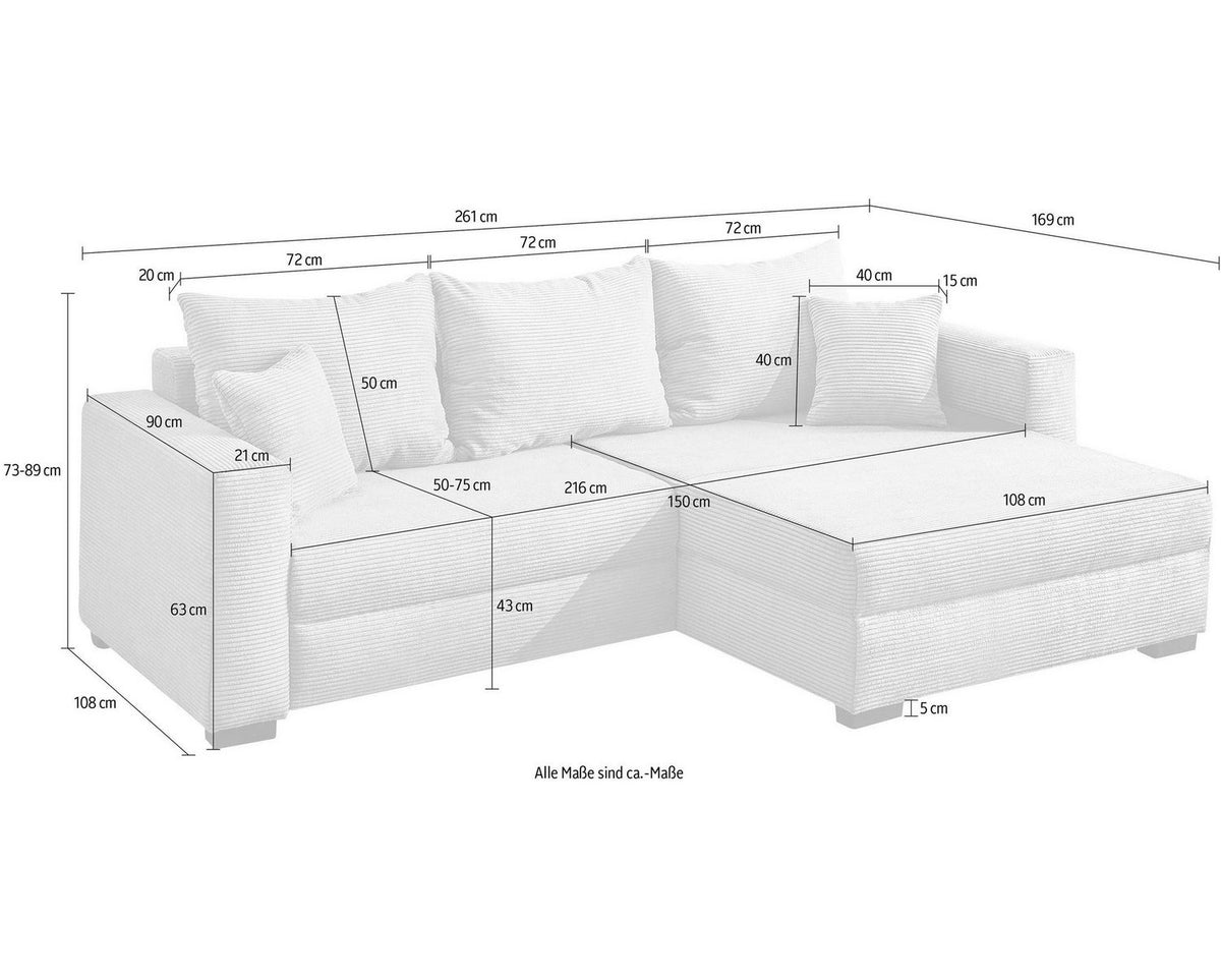 Geöffneter Bettkasten des Ecksofas ELMAU XL