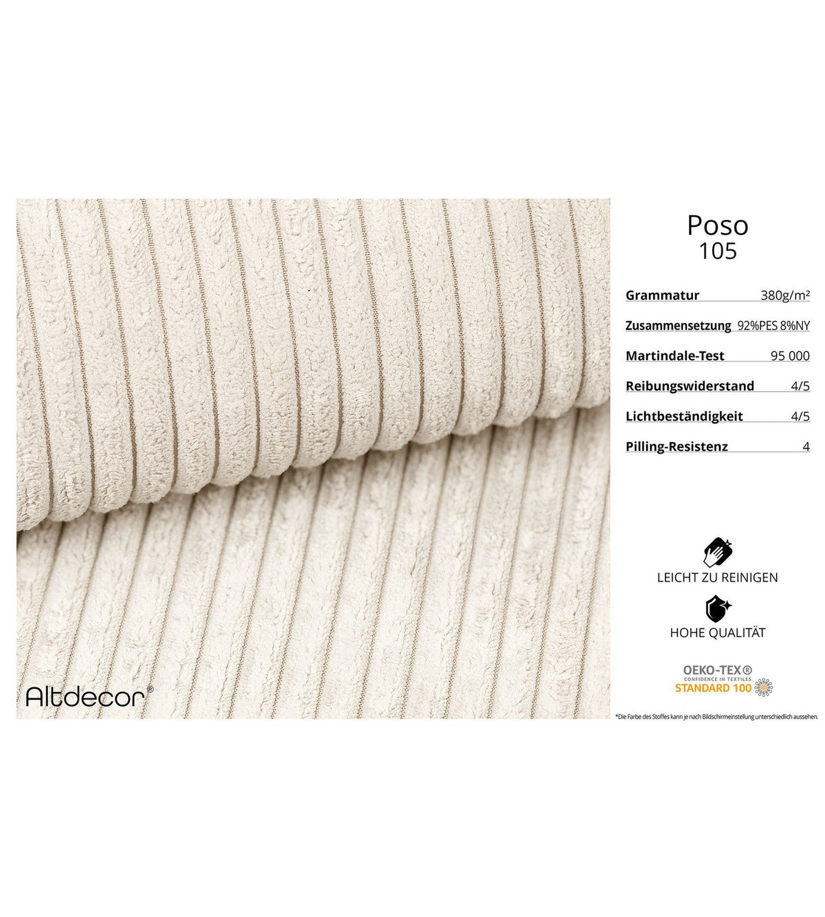 Cord Ecksofa OLEA-L2 Beige mit Ottomane rechts
