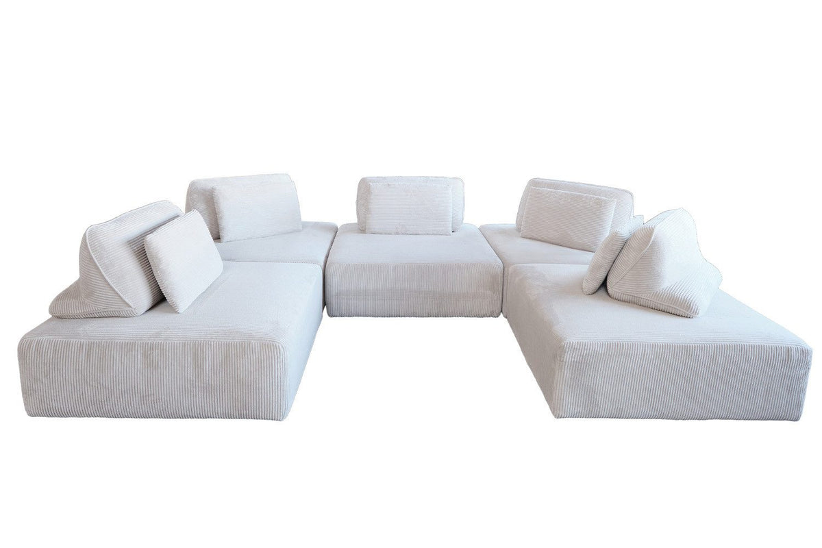 Modulares Cord Sofa WIOLO SOFT in Hellgrau Gesamtansicht