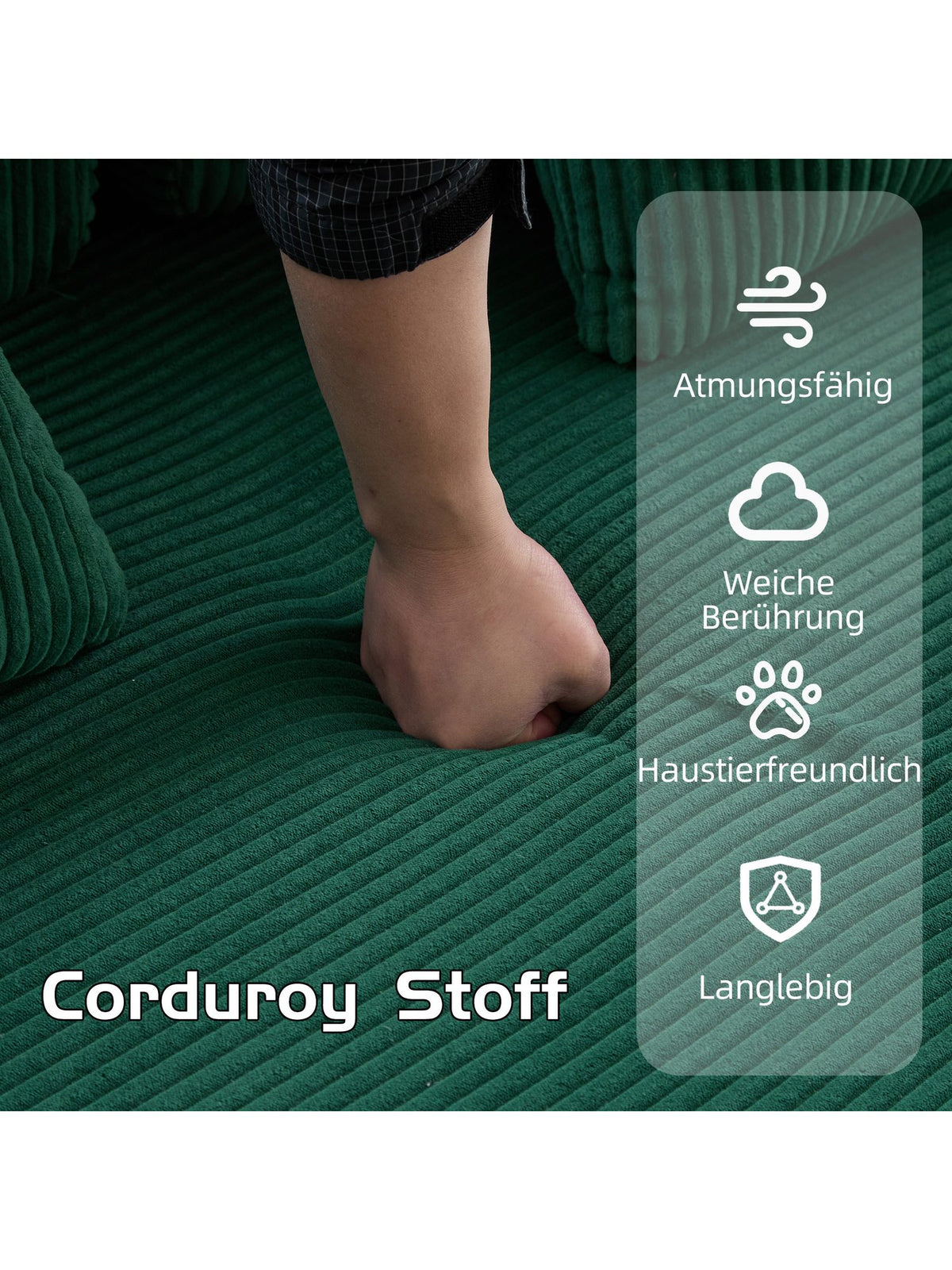 Ausgeklappte Liegefläche des 4-in-1 Cord Sofas