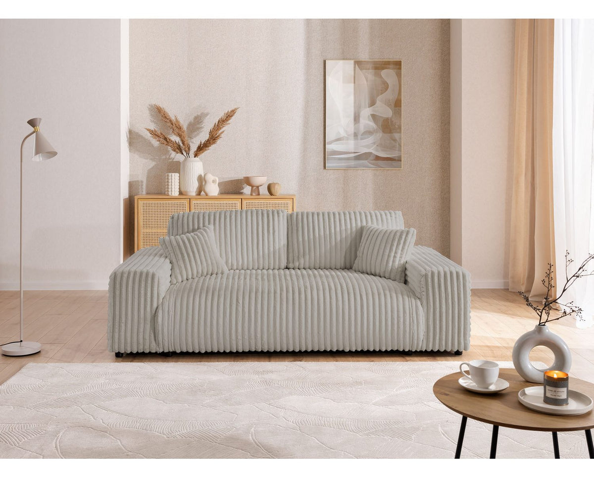 Cord Sofa MOLLIS Hellgrau Seitenansicht