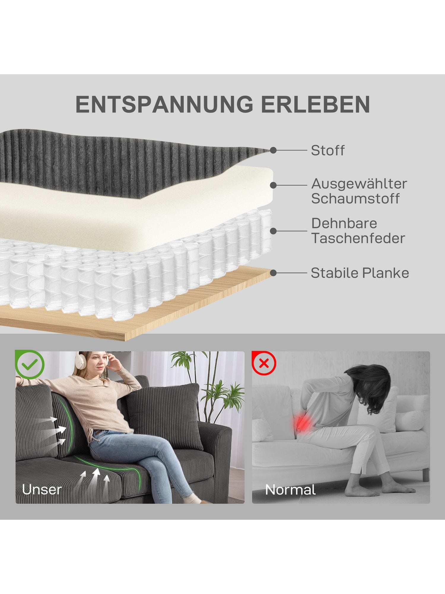 Cord Sofa HOMCOM im Wohnzimmer