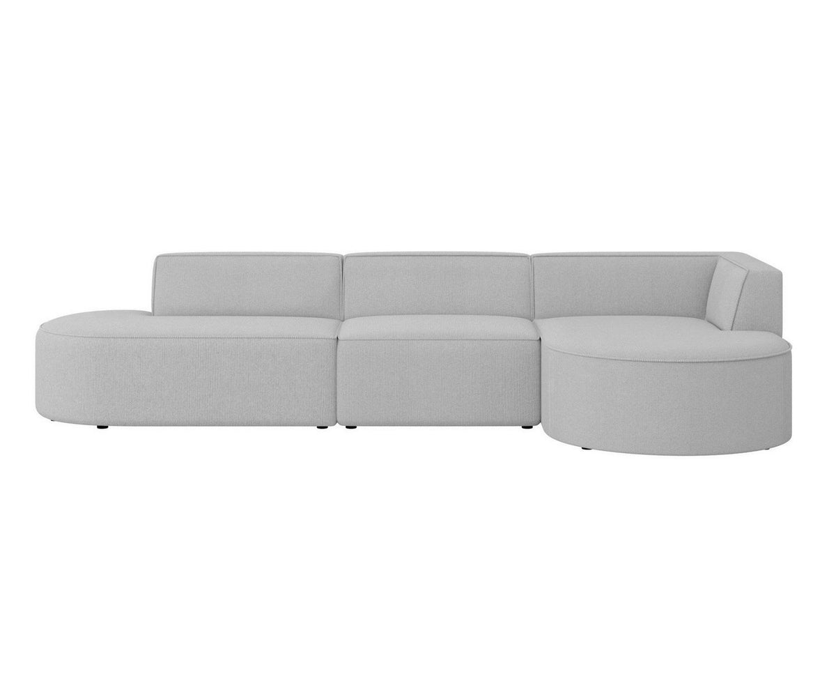 Cord Ecksofa EIVIND in Hellgrau frontal
