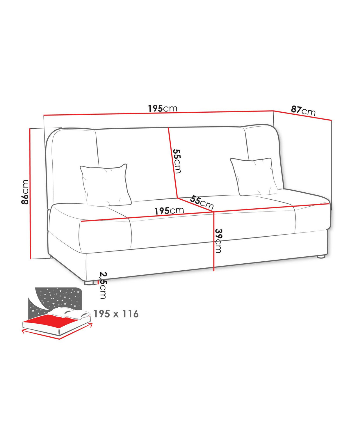 Detailaufnahme des Poso Cordbezugs am Schlafsofa JONAS