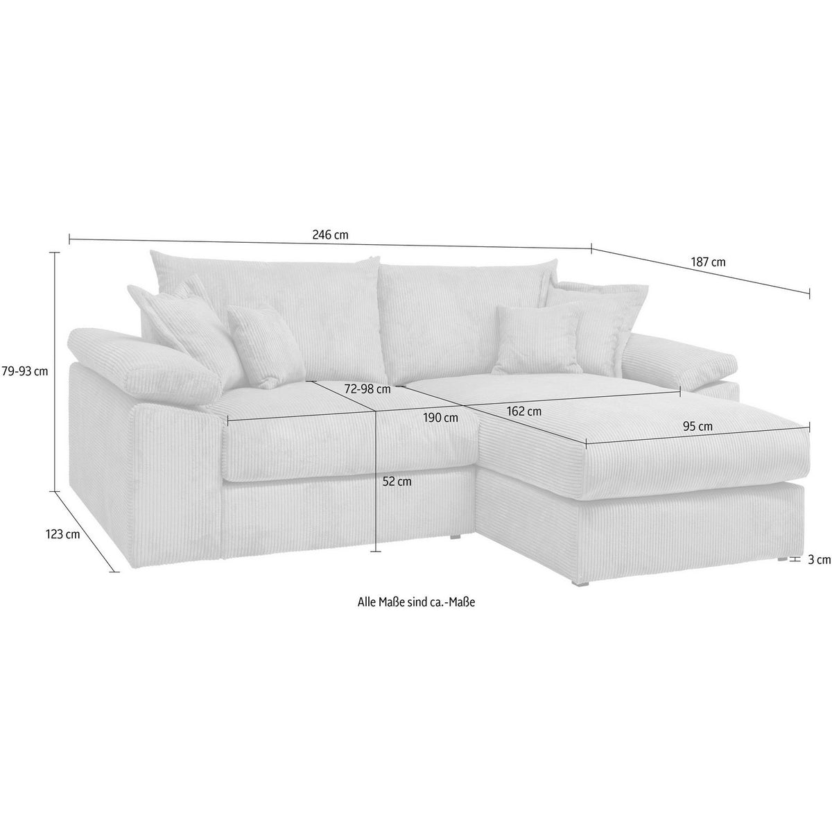 Cord Ecksofa Soft und Cosy XL im Wohnzimmer