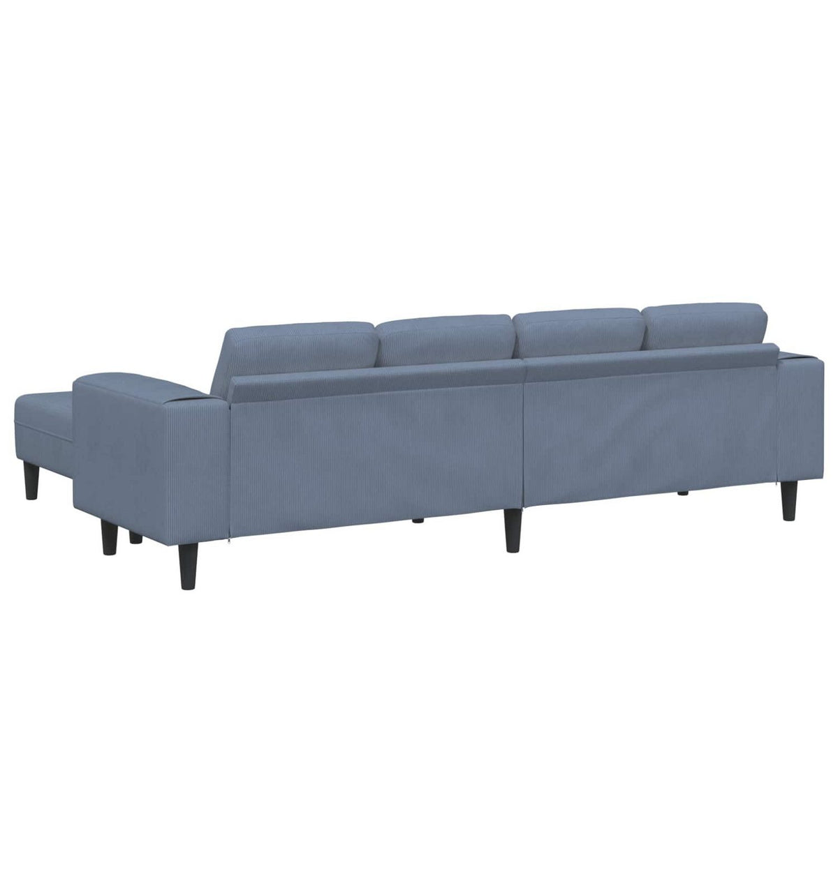 Sitzfläche und Rückenkissen der blauen Wohnlandschaft
