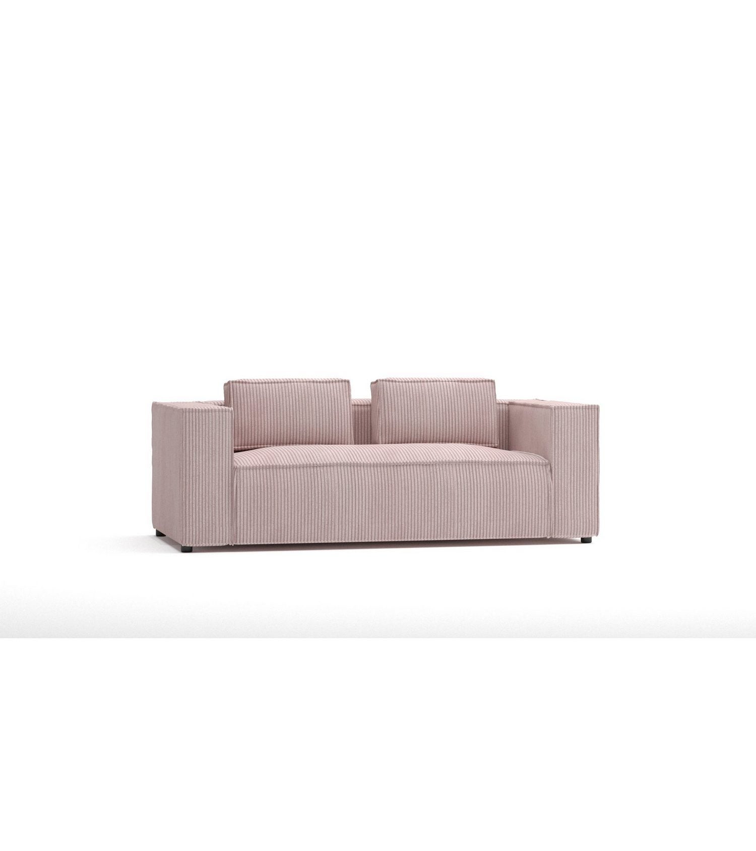 Puderrosa Cord Sofa RENNE im Wohnzimmer