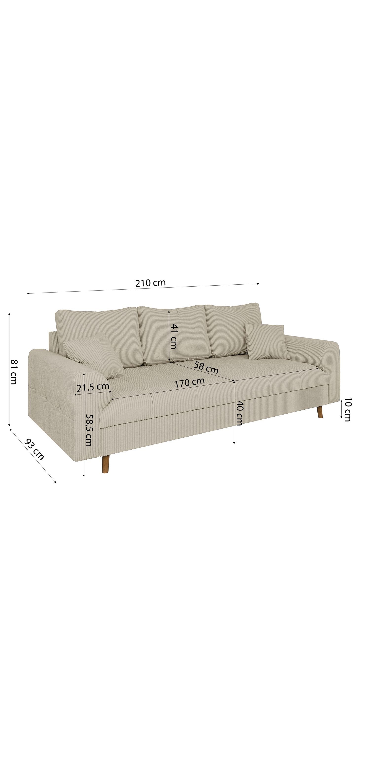 Beiges Cord Sofa ZARA im skandinavisch eingerichteten Wohnzimmer