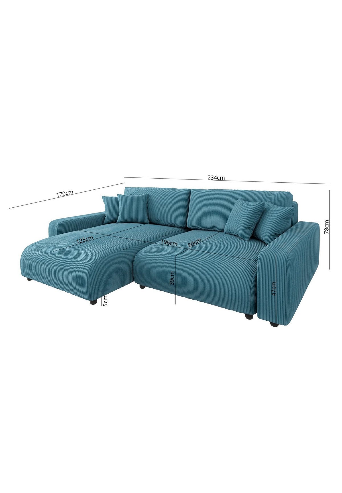 Ecksofa EMMA mit ausgeklappter Liegefläche
