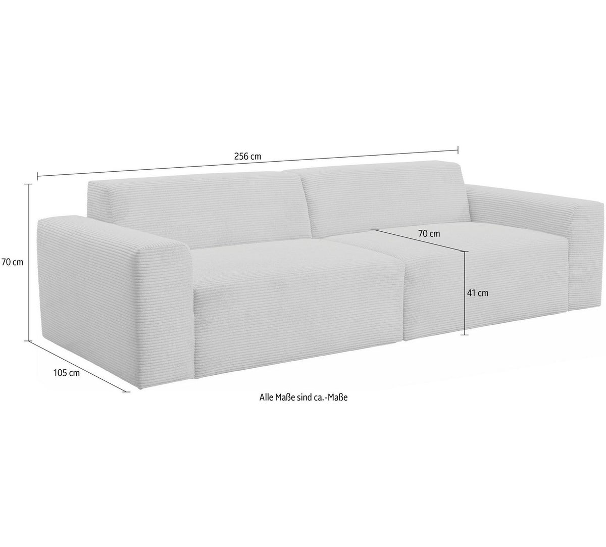 Cord Big Sofa ZEUS mit tiefer Sitzfläche im Wohnzimmer