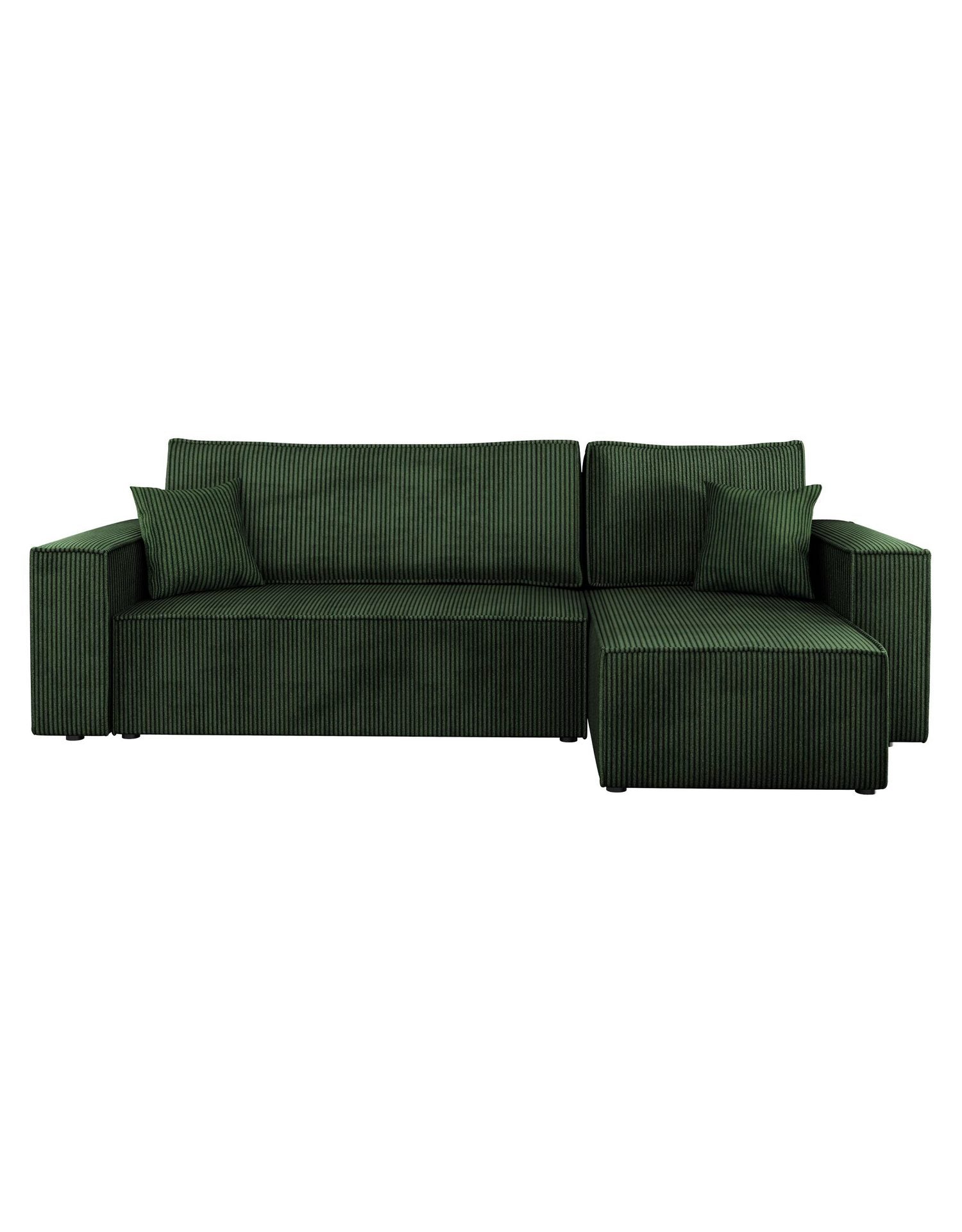Cord Ecksofa KARL mit geöffnetem Bettkasten