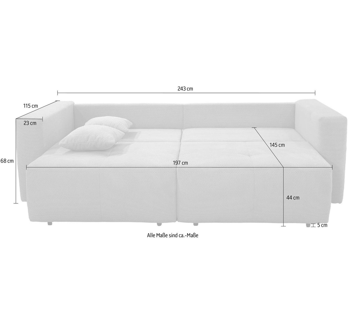 Big Sofa RELAX mit ausgezogenem Sitzelement