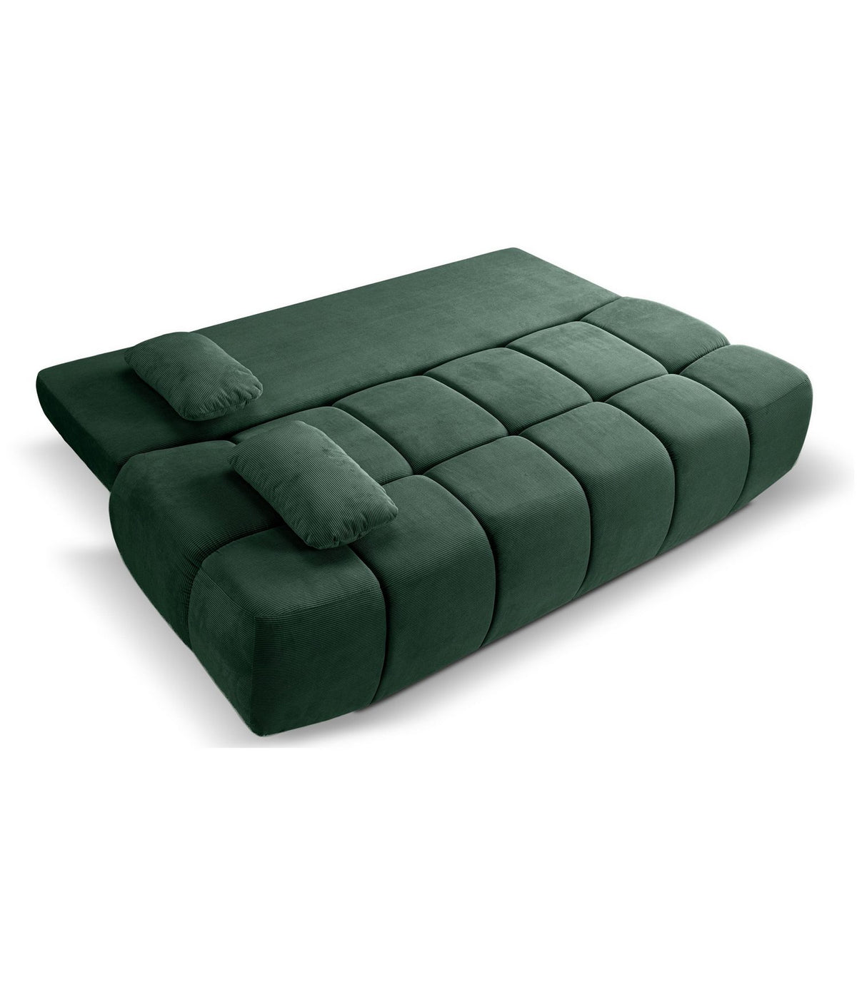Seitenansicht des Cord Schlafsofas LAUDER mit schwarzen Gleitern
