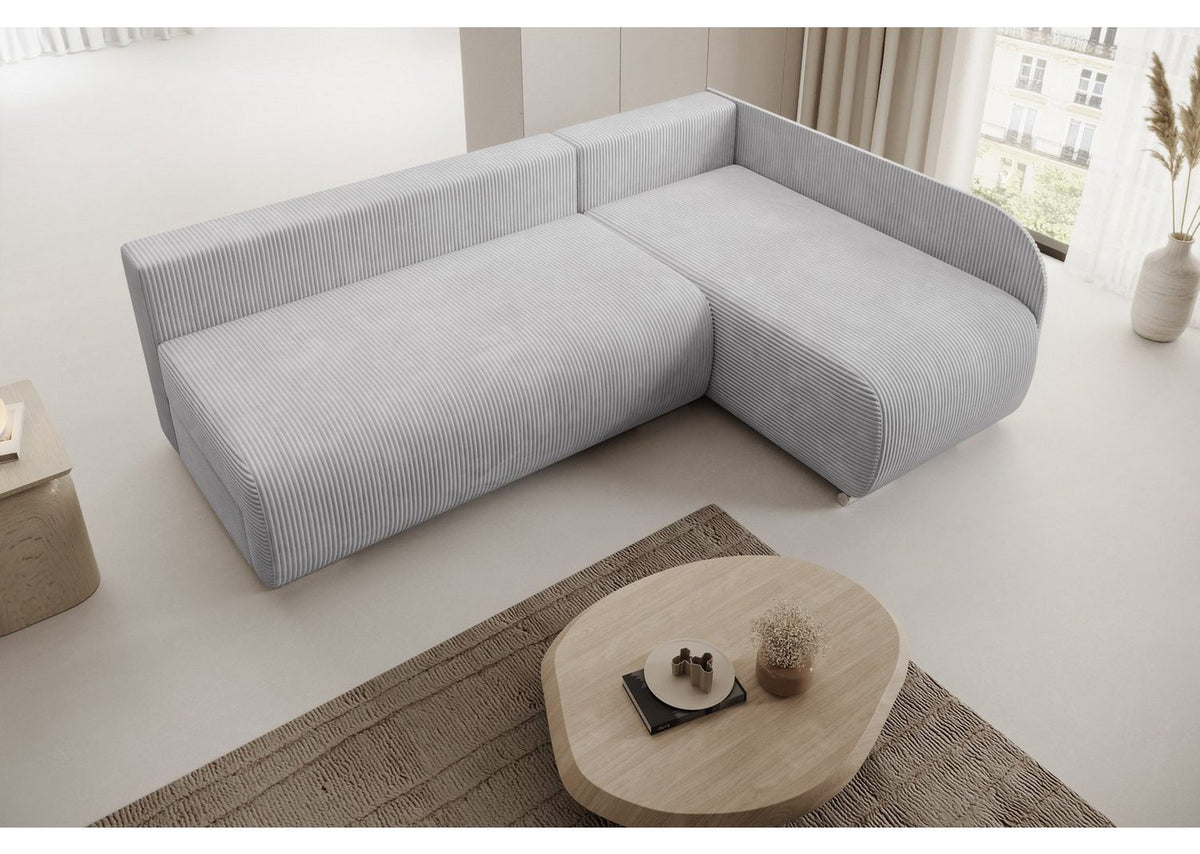 Rueckenkissen des Cord Ecksofas in Hellgrau