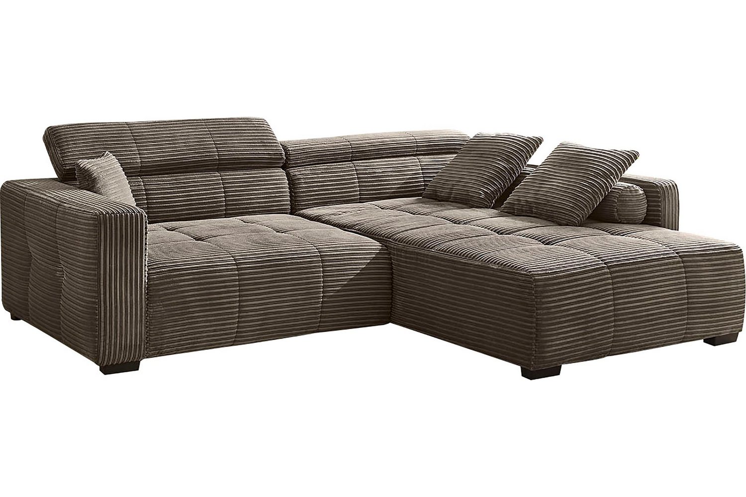 Cord Ecksofa SEVERINO in Dunkelgrau von vorne