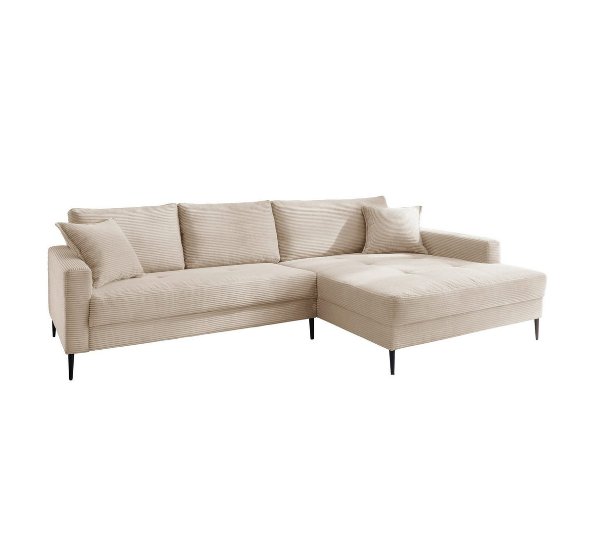 Cord Ecksofa SUMMER in Creme von vorne