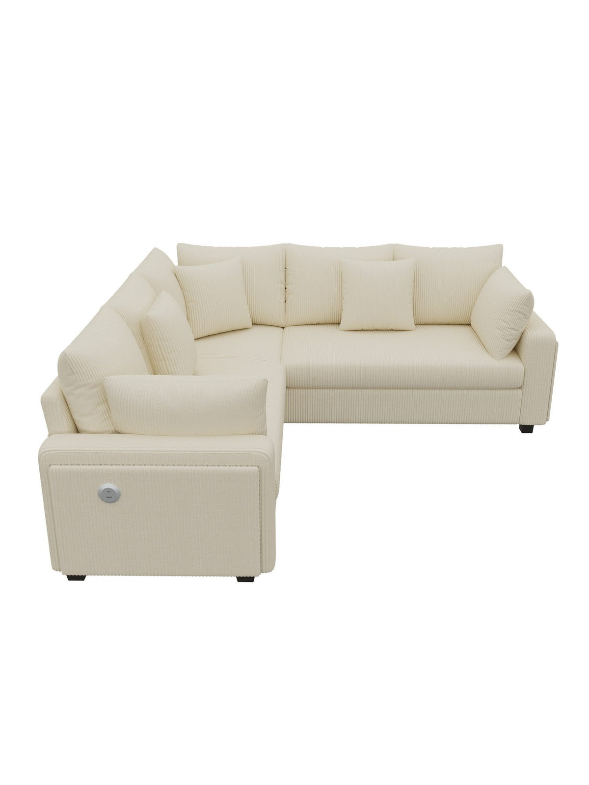 Cord Ecksofa in Beige im Wohnzimmer